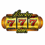 Lucky777 Game official logo and slot machine interface on white background.