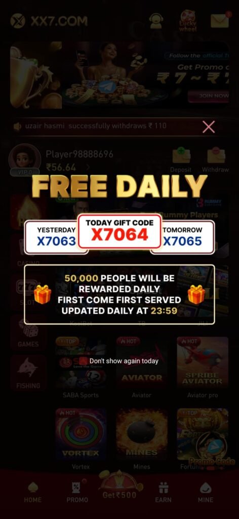 XX7 App dashboard showing updated gaming features.